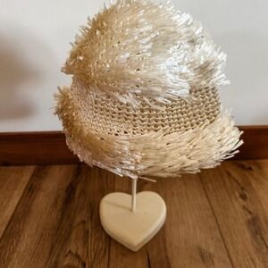 VTG 50's‎ Women's White Cream Straw Woven Hat Summer Wedding